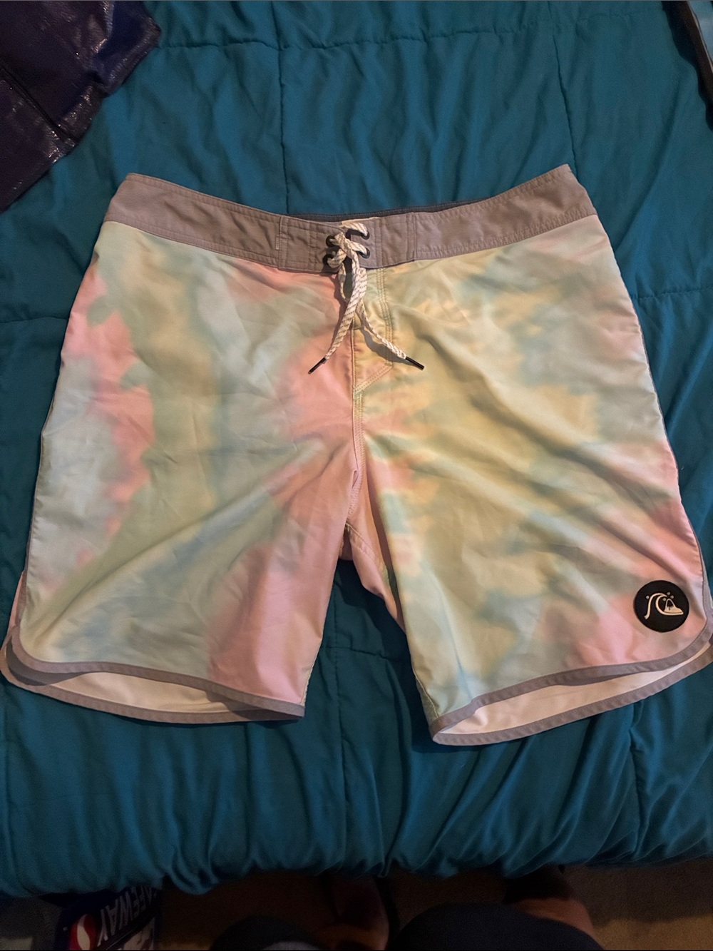 Quiksilver Men's Pastel Tie-Dye Board Shorts - Pink, Mint, Yellow